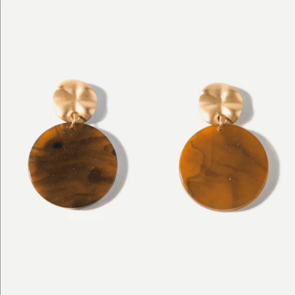 LAST SET SALE Amber + Gold Stud Drop Earrings - Picture 2 of 4